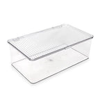 Isaac Jacobs Medium Stackable Organizer Bin (10.75”x6.5”x3.7”) w/ Hinged Lid, Clear Storage Box, Home, Office, School, Fridge, Bathroom, Kitchen, Pantry Container, BPA-Free, Food Safe (Medium, Clear) - size: Medium