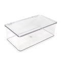 Isaac Jacobs Medium Stackable Organizer Bin (10.75”x6.5”x3.7”) w/ Hinged Lid, Clear Storage Box, Home, Office, School, Fridge, Bathroom, Kitchen, Pantry Container, BPA-Free, Food Safe (Medium, Clear) - size: Medium