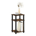 Furinno JUST Side Table, 3-Tier Open Shelf End Table, Toolless Assembly Night Stand, Bedside Table with Square Tube, for Living Room, Bedroom, Amber Pine - color: Amber Pine/Black, size: 3-Tier, Square Pole, style: 1-Pack