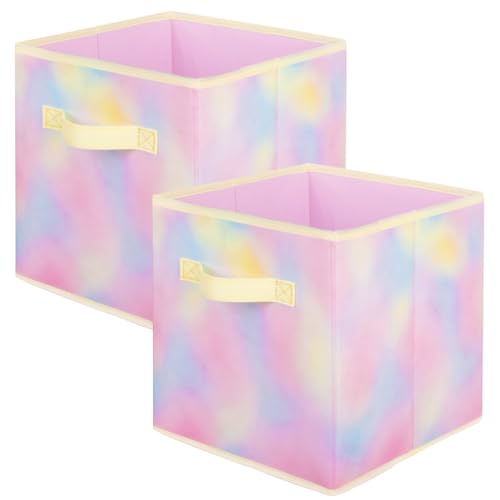 PowerKing Collapsible Storage Cubes with Handles, Fabric Foldable Bins for Closet Shelves, Durable Organization Storage Bins, 10.5'' x 11'' x 10.5'' (2Pack, Rhyme Color) - color: Rhyme Color, size: 2Pack