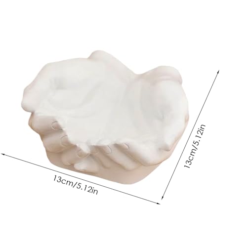Sculpture Key Tray – storage plate, entry dish | elegant hand statue catchall tray, decorative organizer for rings, earrings, car keys, foyer setup, and bedroom nightstand accessory placement - color: White