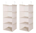 MAX Houser 4 Tier Shelf Hanging Closet Organizer, Closet Hanging Shelf with 2 Sturdy Hooks for Storage,2 Pack, Foldable (Beige) - color: Beige-5