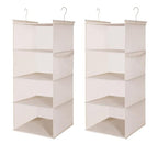 MAX Houser 4 Tier Shelf Hanging Closet Organizer, Closet Hanging Shelf with 2 Sturdy Hooks for Storage,2 Pack, Foldable (Beige) - color: Beige-5