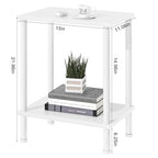 YUFAM End Table,Small Side Table,2-Tier Nightstand with Storage Shelf,Sofa Bedside Table for Small Spaces in Living Room,Bedroom, Office,Stable Frame,Easy Assembly,White - color: White, style: 2pcs No Plug