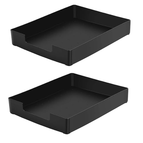 Letter-Size Tray, 2 PCS Desk Drawer Organizer, A4 Stackable Plastic Paper Tray for Office, School, Home Storage, and Storage Containers for Gift Wrap, and Crafts (2X Black) - color: 2x Black