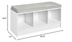 ClosetMaid 1631 Cubeicals 3-Cube Storage Bench, White with Gray Cushion - color: White With Gray Cushion
