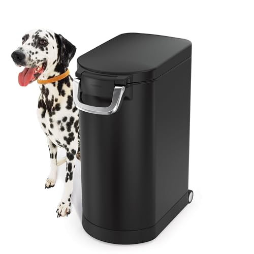 simplehuman 30 Liter, 32 lb / 14.5 kg Large Pet Food Storage Container for Dog Food, Cat Food, and Bird Feed, Matte Black - color: Matte Black, size: Large