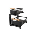 Premium Heavy Duty Carbon Steel Under Sink Organizer, Large 2 Tier Pull Out Cabinet Organizer, 7 Adjustable Heights with Smooth Ball Bearing Sliding Baskets for Bathroom & Kitchen
