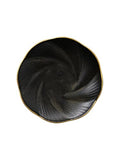 Black Ceramic Jewelry Tray with Gold Edge, 5 Inch Modern Trinket Dish for Rings & Earrings, Minimal Vanity Organizer - color: Black_round