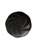 Black Ceramic Jewelry Tray with Gold Edge, 5 Inch Modern Trinket Dish for Rings & Earrings, Minimal Vanity Organizer - color: Black_round