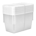 Set of (10) 6 Quart Storage Boxes, Clear Plastic Storage Bin with Snap-on Lid, White