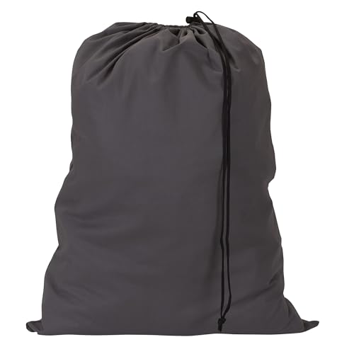 Household Essentials Cotton Laundry Bag, Large, 100% Cotton, Drawstring Top with Cord Lock, Machine Washable, 3 to 4 Load Capacity, Versatile and Compact, Breathable, Foldable, Gray - style: Grey