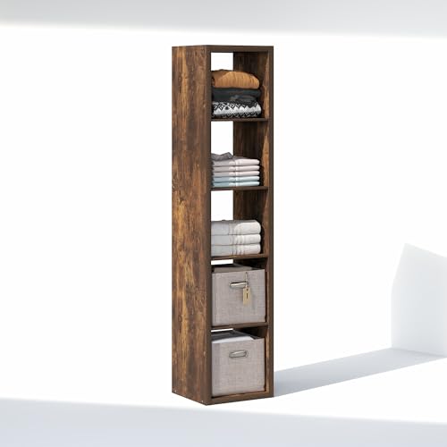 Furinno Cubic Closet Organizers and Storage, 5-Cube Closet Organizer, Open Shelf Closet Storage, Extra Thick Frame for Wardrobe, Bedroom, Living Room, Amber Pine - color: Amber Pine, size: 5-Cube