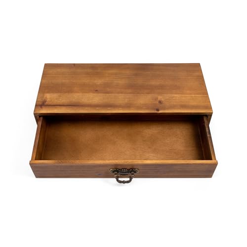 Office Desk Organizer with Drawers Light Brown Vintage Wood Desktop Storage Box Workspace School Supplies Farmhouse Kitchen Countertop Organizer Makeup Storage Box for Home Toiletries Supplies Vanity - color: Light Brown Style A Rectangle