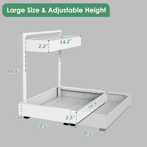 REALINN Expandable Under Sink Organizers and Storage, 2 Tier Under Cabinet Organizer, Heights Adjustable Pull Out Rack for Kitchen Bathroom Laundry, White, 1 Pack - color: White, size: 1 Pack