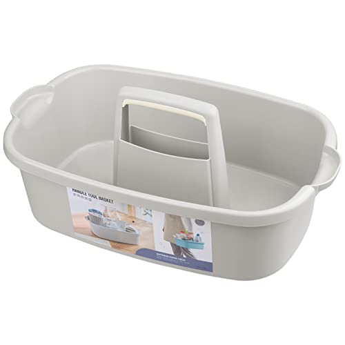 JiatuA Large Cleaning Supplies Caddy Portable Shower Basket Supply Organizer with Handle Plastic Bucket Tool Storage for Bathroom, Bedroom, Kitchen, College Dorm, Garden, Light Gray 2 Pack - color: Light Grey, size: Large, 2pcs
