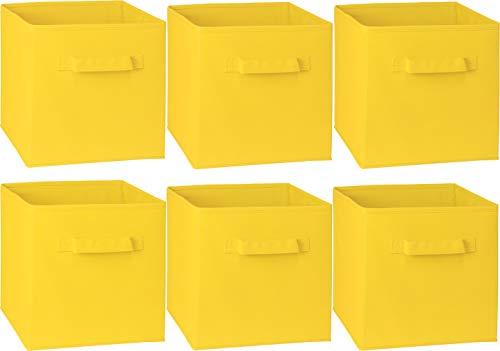 Simple Houseware Foldable Cube Storage Bins, 11-Inch Yellow, 6-Pack Fabric Cubes Organizer for Closet or Shelves - color: Yellow