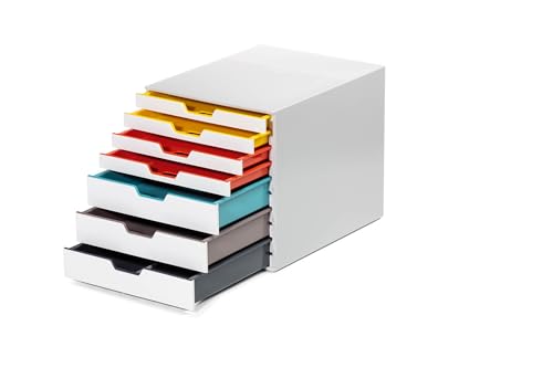 Durable VARICOLOR 7 Drawer Unit - White Desktop Drawer Set with 7 Color Coded Draws - Letter Size Files - Perfect for Storing Documents and Paper Work - size: 7 Drawer