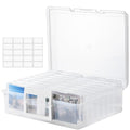 ALINK Photo Storage Box with Handle, 4" x 6" Photo Case Craft Keeper Organizer Container with 16 Inner Case and Label for Pictures, Arts, Crafts, Sewing, Stickers, Office Supplies - Clear - color: Clear