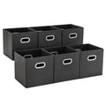 MAX Houser Fabric Storage Bins Cubes Baskets Containers with Dual Plastic Handles for Home Closet Bedroom Drawers Organizers (Black) - color: 12 black