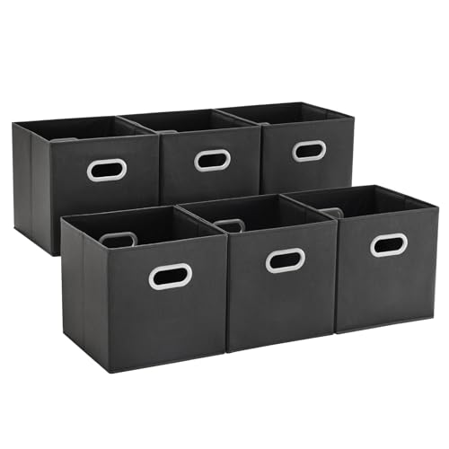 MAX Houser Fabric Storage Bins Cubes Baskets Containers with Dual Plastic Handles for Home Closet Bedroom Drawers Organizers (Black) - color: 12 black