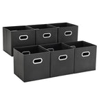 MAX Houser Fabric Storage Bins Cubes Baskets Containers with Dual Plastic Handles for Home Closet Bedroom Drawers Organizers (Black) - color: 12 black