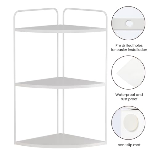 Forest Angle Bathroom Counter Organizer,Countertop Organizer,Vanity Organizers,Bathroom Storage,Bathroom Sink Caddy,Counter Shelf,Corner Counter,Corner Shelves(White) - color: White 3 Tier