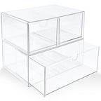 Prsildan Acrylic Drawer Makeup Organizer with 3 Drawers, Clear Stackable Storage for Baby Bottles, Craft, Jewelry & Hair Accessories, Multi-Use for Vanity, Countertop, Office Desk Organization - style: 3 Drawers