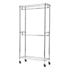 Amazon Basics Adjustable Clothes Rack for Handing, Double Hanging Rod Garment Rolling Closet Clothing Organizer, Chrome, 36'' x 14'' x 72'' - color: Chrome