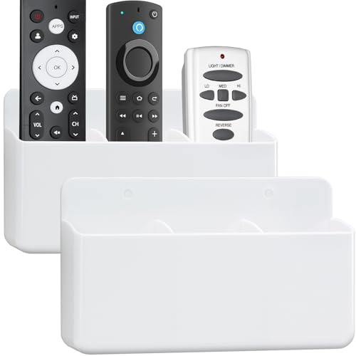3 Slot Adjustable Remote Holder Wall Mount, Adhesive TV Remote Controller Holder, Wall Pen Holder Storage Accessories for Home Office School (2 Packs & White) - color: White&2pcs