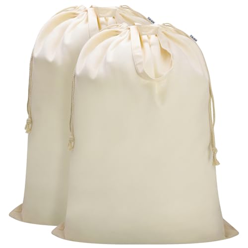 Canvas Laundry Bag with Handles & Drawstring Closure 27.5”Wx35"H, Thick Laundry Bag Large Heavy Duty Washable Dirty Clothes Travel Sack for Camp, College Dorm, Laundromat (Beige L, 2 Pack) - color: Beige, size: L 27.6"Wx 35"H┃2 Pack
