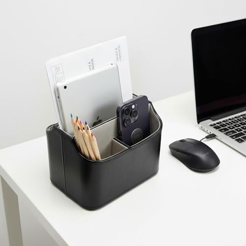 UnionBasic Rotating Desk Organizer, 360 Desk Spinning Caddy, Desktop TV Guide/Mail/Media/Remote Controller Holder Organizer,Black - color: Black