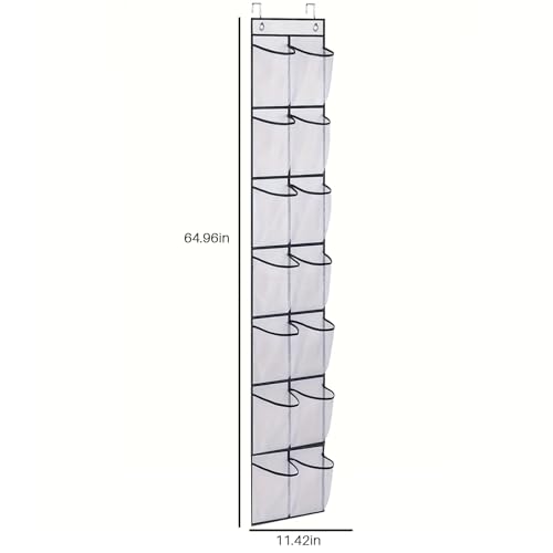 2 Pcs Over The Door Shoe Organizer 14 Large Pocket Hanging Shoe Rack for Closet Organizers And Storage, White