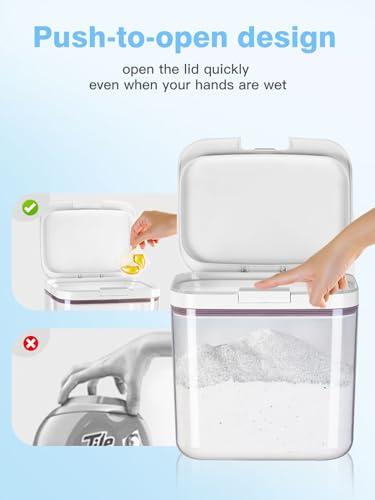 LivLab Mker Laundry Detergent Dispenser with One-Press Lid,Clear PET Powder container with Measuring Cup, Pods container 5.5L/12Lbs/200oz(270 Pods) - color: 5.5L