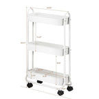SunnyPoint Slim Rolling Storage Cart, 3 Tier Bathroom Storage Organizer Bathroom, Laundry Utility Cart (White) - color: White