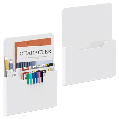 DALTACK Magnetic File Holder, Magnetic Mail and Paper Organizer for File Cabinets, Refrigerators or Wall, Large PP File Pocket for Letters, Documents, Magazines and Folders, 2 Pack