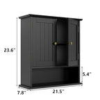 Bathroom Wall Cabinet, Bathroom Cabinet Wall Mount with 2 Doors and Open Shelf, Over The Toilet Wall Storage, Wooden Medicine Cabinets - color: Bathroom Cabinet-black