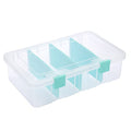 BTSKY Clear Plastic Dividing Storage Box with 4 Compartments Adjustable Storage Bin with Lid Plastic Craft Storage Container Multipurpose Sewing Box Art Supply Organizer, 13.3x8.1x3.4 Inches - size: 13.3x8.1x3.4 Inches-Clear
