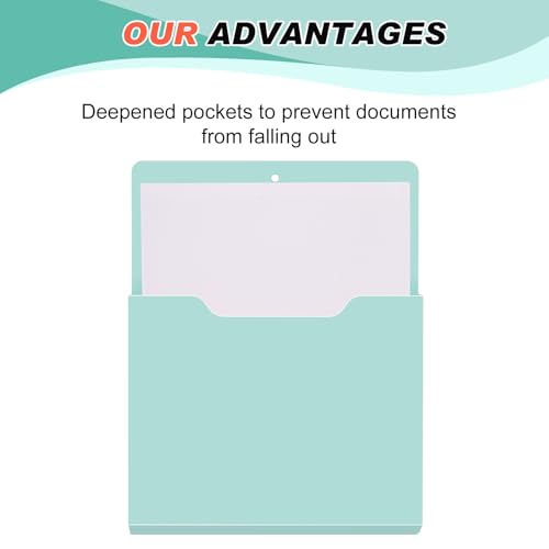 Fuutreo 6 Pcs Magnetic Wall File Organizer Magnetic Wall File Holder Refrigerator Magazine Holder for Mail Letters Paper(Aqua Green,Vertical-large) - color: Aqua Green, size: Vertical-Large
