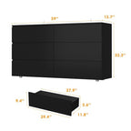 FAMAPY Chest of Drawers Dresser No Handles, 6 Drawer Dresser with Wide Storage, Modern Contemporary 6-Drawer Chest, for Bedroom Black (59”W x 15.7”D x 32.3”H) - color: Black