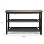 Shoe Bench, 3-Tier Shoe Rack, Industrial Shoe Organizer Storage Bench, 27.2'' Bench with Metal Shelves, for Entryway, Living Room, Hallway, Easy Assembly, 300lb Capacity - Rustic Brown - size: 3-Tier Shoe Bench (Metal Shelves）