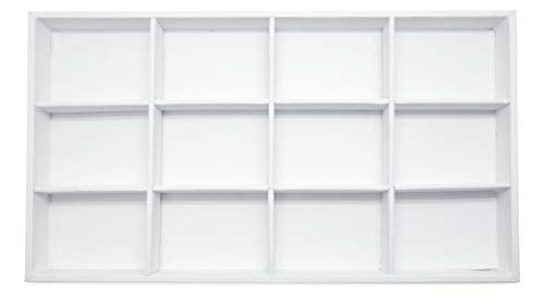 The Display Guys - Stackable Jewelry Tray and Organizer - for Drawers, Dressers, Store Display (12 Compartments, White Leatherette) - color: Leatherette White, size: 12 Compartments
