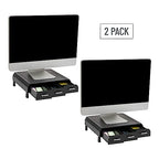 Mind Reader Monitor Stand, 3 Storage Drawers, Desktop Organizer, Riser, Office, 13.5"L x 13"W x 4"H, Set of 2, Black - size: 2 Pack