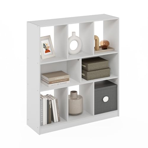 Furinno DALY Book Shelf, 8-Cube Bookshelf, Horizontal Cube Storage Organizer Bookcase, 10.9 x 35.4 x 39.4, for Living Room, Bedroom, Home Office, White - color: White, size: Horizontal, 8-Cube