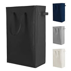 Odonata Slim Laundry Hamper Handles Collapsible Laundry Basket Thin Dirty Clothes Basket Narrow Laundry Bag Foldable Dirty Hamper 45L (Black) - color: Black