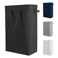 Odonata Slim Laundry Hamper Handles Collapsible Laundry Basket Thin Dirty Clothes Basket Narrow Laundry Bag Foldable Dirty Hamper 45L (Black) - color: Black