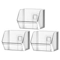 3 Pack Clear Plastic Wall Mount Storage Bins, Kitchen Pantry Cabinet Organizer Containers,Storage Caddy No Drilling Hang Walls/Doors for Kitchen, Bathroom, Bedroom, Office