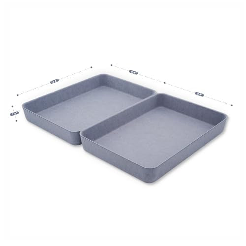 Welaxy 2-piece Office desk drawer organizer tray letter-size documents A4 paper book file Folder Holder storage bins ( Glacier Gray) - color: Glacier gray