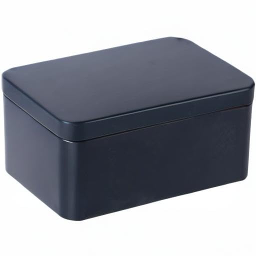DOITOOL Metal Container Rectangular Tin Box Metal Tin Box with Lids, Empty Box Containers Portable Tea Storage for Tea Candy Candle Jewelry, Black (13x8x6cm) Small