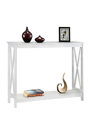 Convenience Concepts Oxford Console Table 39.5" - Sofa Table with Storage Shelf, Transitional Entryway Hall Table for Living Room and Bedroom, Display Foyer Table, White - color: White